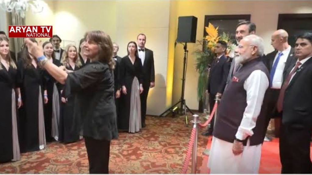 Current image: PM Modi welcomed in Slovakia with rendition of 'Vande Mataram'